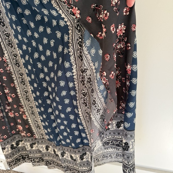 Loveriche Patchwork Maxi Dress MED Handkerchief Bell Sleeve Slit Boho Hippie - Picture 4 of 9